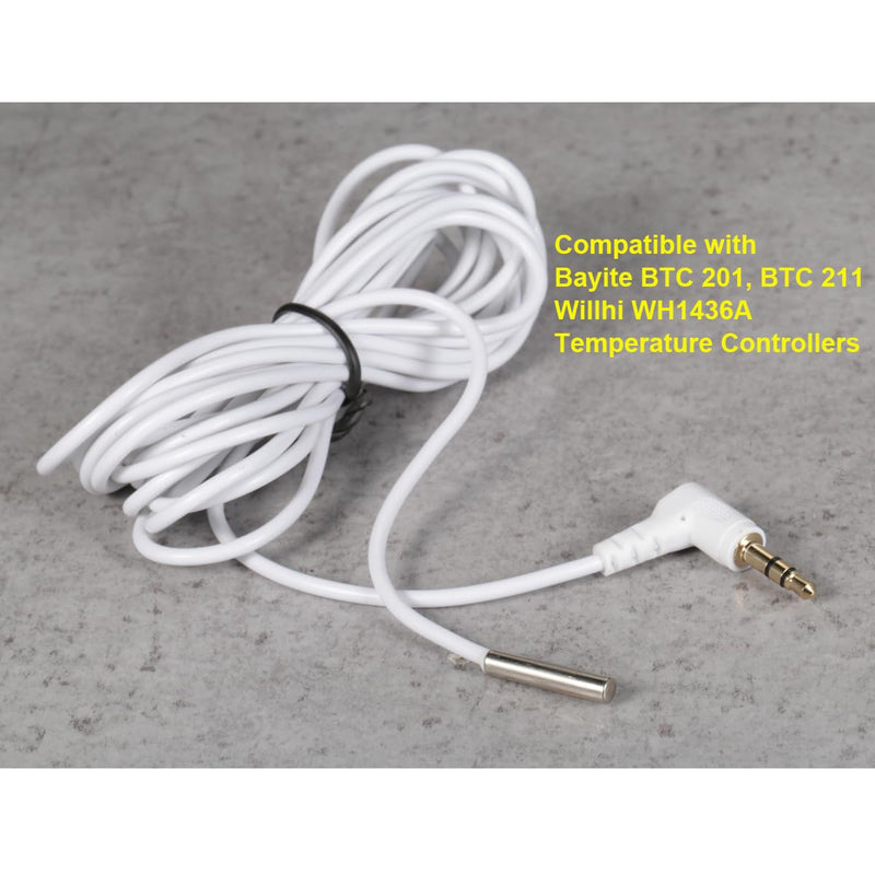 bayite NTC 10K Temperature Controller Probe Sensor with 3.5mm Audio Plug 9.8ft Long