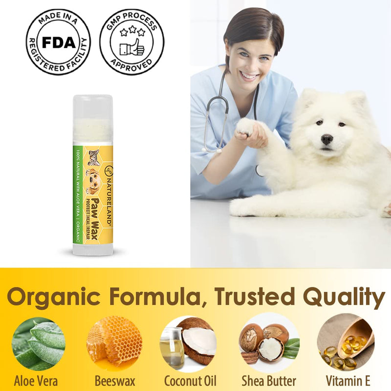 [8 OZ/0.18 OZ/0.36 OZ] Natureland Organic Paw Wax for Dogs and Cats, Natural Outdoor Protection to Heal, Repair, and Protect Dry, Chapped, or Rough Pads, Helps Protects Paws on Snow, Sand, or Dirt 1 Pack * 0.18 OZ - PawsPlanet Australia