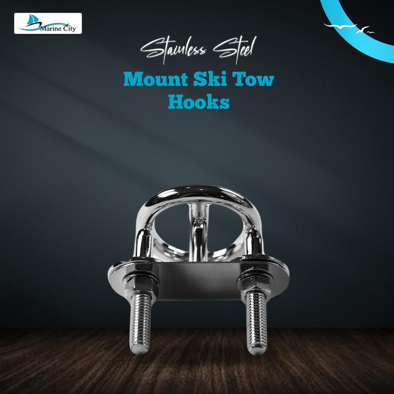 MARINE CITY Mount Ski Tow Hooks – 316 Stainless Steel, Mirror-Polished Finish, Corrosion-Resistant, Ideal for Boats, Marines, Yachts, Hardware Accessories Modern