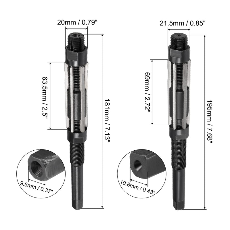 uxcell Adjustable Hand Reamer Set 19-21mm and 21-23mm High Speed Steel H8 6 Straight Flutes Milling Cutter Tool 2pcs