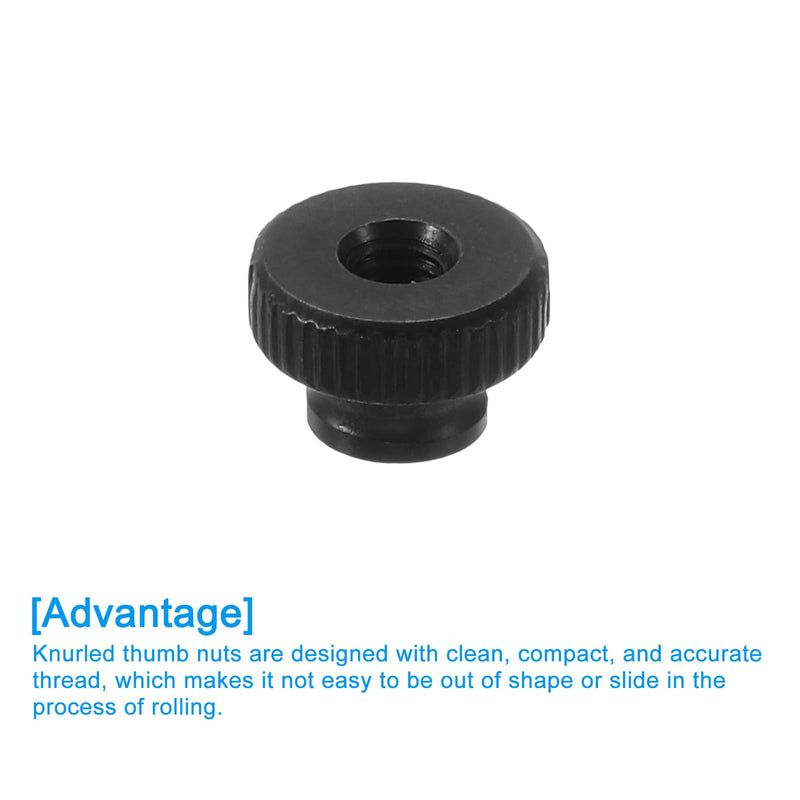 uxcell Knurled Thumb Nuts, 12Pcs M4 Carbon Steel Nut High Head Through Hole for 3D Printer Part, Black 12