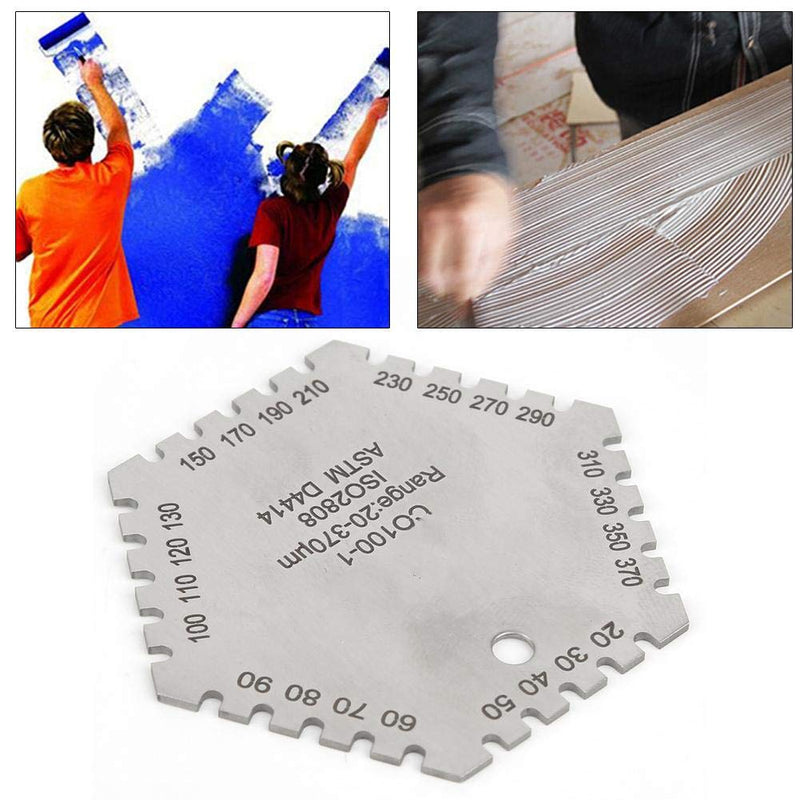 Wet Film Comb CO100-1 Stainless Steel Hexagonal High Exactness Wet Film Thickness Gage Wet Film Comb Card Thickness Meter Architectural Coatings 20-370um