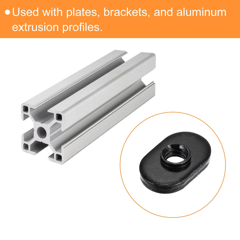 uxcell Centered Hole Sliding T-Nuts, 10Pcs 1/4"-20 Carbon Steel Zinc-Plating Nuts for T Track Extrusions 10