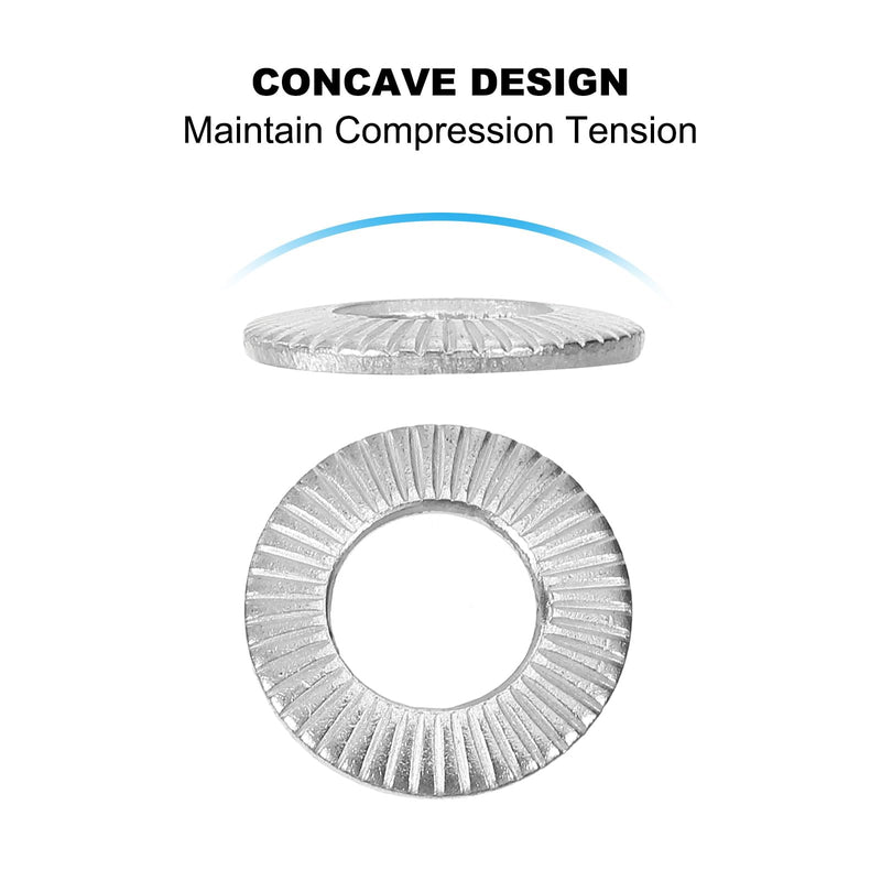 PATIKIL 304 Stainless Steel Flat Washers, 100 Pack M8x16mm Belleville Spring Disc Washer Conical Knurled Metric Gasket for Automotive Industrial Construction