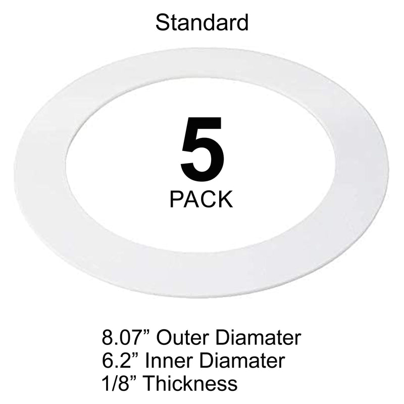 5 Pack Gloss White Goof Trim Ring for 6" Inch Recessed Can Lighting Down Light, Outer Diameter 8 Inches 5 Pack