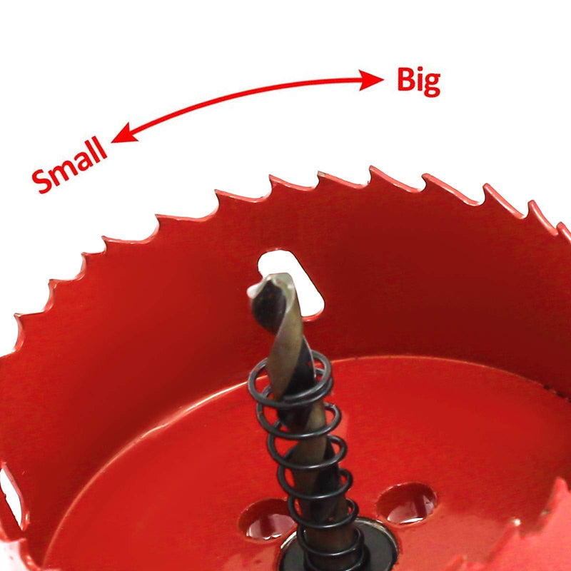 Hordion 83mm/3 1/4 inch Hole Saw Bi-Metal Saw Drilling Tool with Twist Drill Bit & L Hex Wrench for Cornhole Boards Wood Plasterboard Plywood Plastic 83mm / 3 1/4" Red