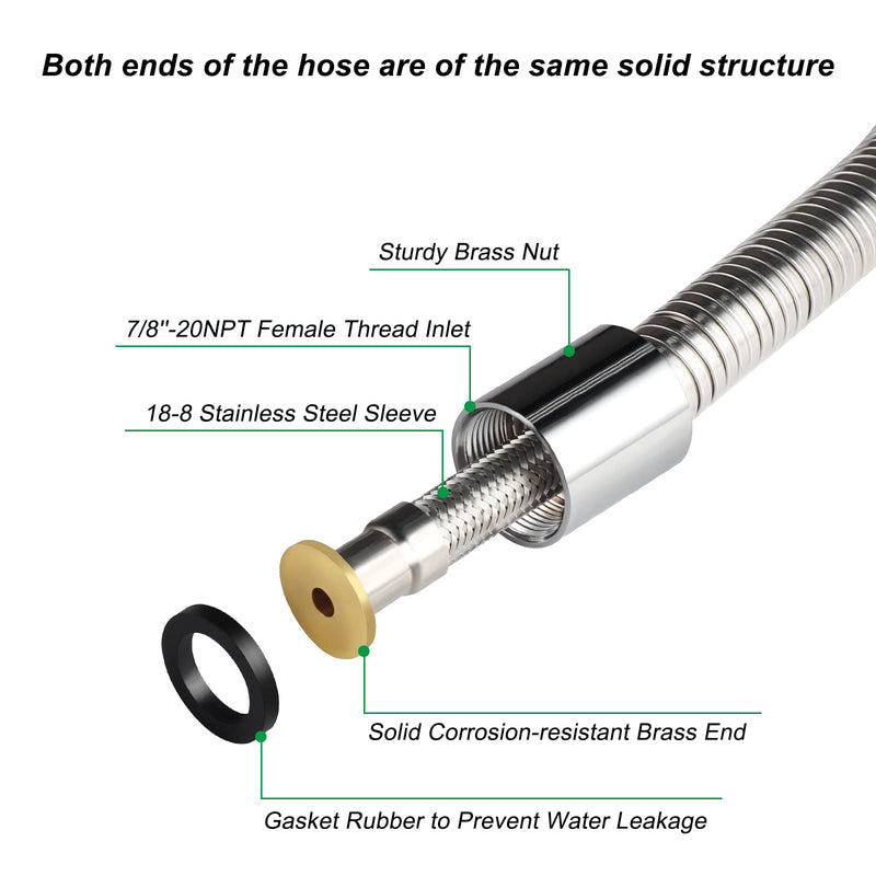 38'' Commercial Pre-rinse Hose Flexible Stainless Steel Hose 38''