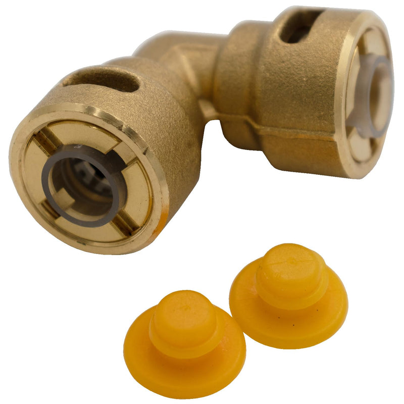 Supplying Demand SB1 3/8 Inch 90 Degree Elbow Quick Connect HVAC Brass Coupler Fitting (Pack of 2) 3/8 Inch (Pack of 2) 3/8" SB1 Elbow 90°