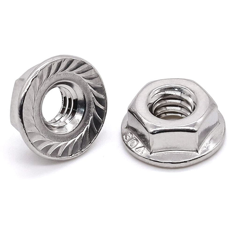Glvaner 1/4"-20 Thread Size Stainless Steel Serrated Flange Hex Nuts Locknuts 304 Stainless Steel 18-8 50 Pack