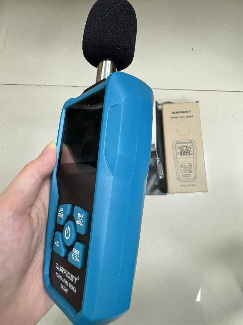 Decibel Meter, DURFICST Sound Level Meter, Portable Level Meter, dB/SONE Units Fast Switching, with LCD Colour Screen, Backlight, A/C Counterweight, Sound meter for home and construction sites