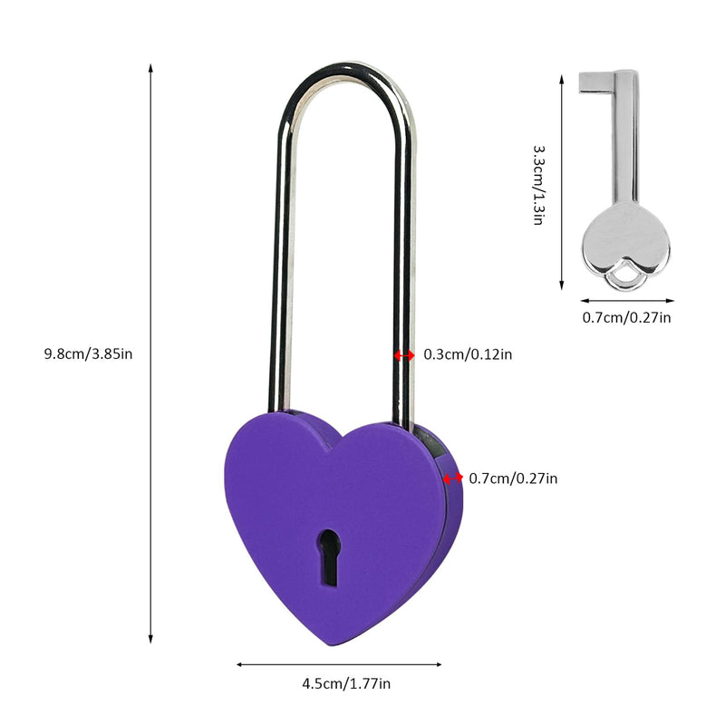 Love Lock,20pcs 3.5" 50mm Matte Purple Heart Sharped Padlock for Bridge Love Wedding Anniversary Travel Gift(with Key) 20PCS