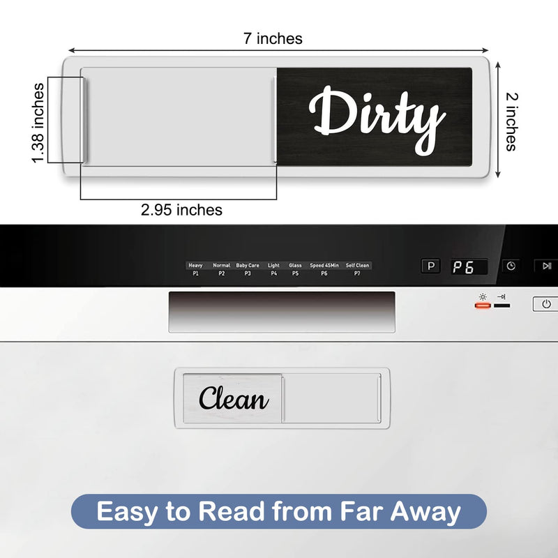 Oxepleus Dishwasher Magnet Clean Dirty Sign, Farmhouse Rustic Wood Design Black and White Non-Scratch/Easy to Read & Slide/Strong Magnetism Kitchen Storage and Decoration Accessories (A-Silver) A-silver