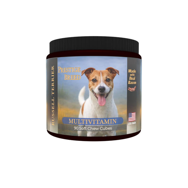Russell Terrier Multivitamins, 90 Count, Made in the USA with Real Bacon.