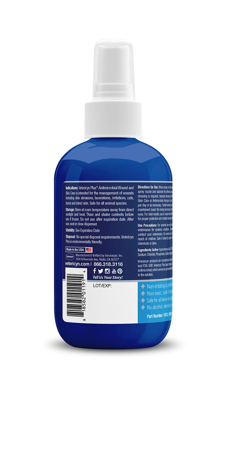 Vetericyn Plus Feline Wound and Skin Care. Spray to Clean Cuts and Wounds on Cats. Offers Itch and Irritation Relief. Safe for All Ages 3 oz. (Packaging/Bottle Color May Vary) - PawsPlanet Australia