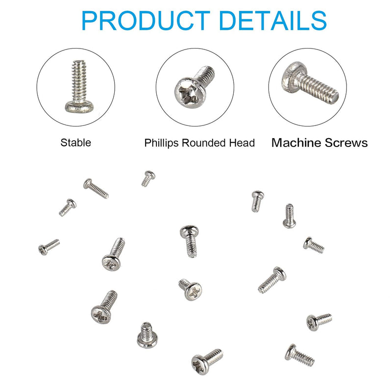 800pcs Tiny Screws for Electronics, M1/M1.2/M1.4/M1.6/M1.7 Very Small Phillips Pan Head Machine Screws, Micro screws, Mini Screws Assortment Kit for Electronic Repair,Nickel-Plated Carbon Steel