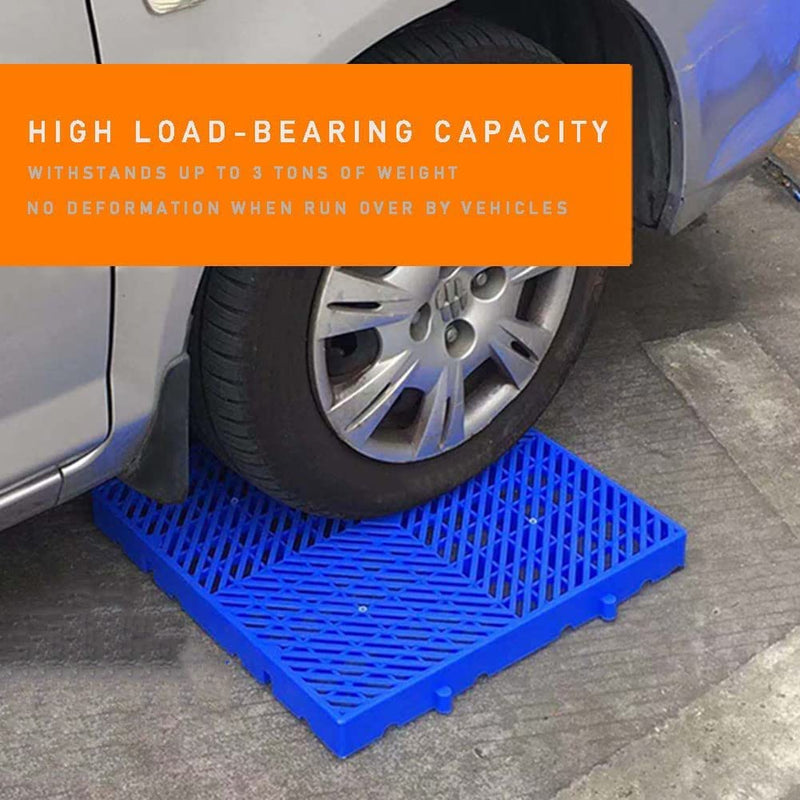 Plastic Pallet, 15.7x15.7x2in Waterproof Storage Grid Pad, Lightweight Nestable Floor Pallets, 2pcs HDPE Breathable Grids Article Racks for Garage Supermarket Basement 2pcs-15.7x15.7x2in