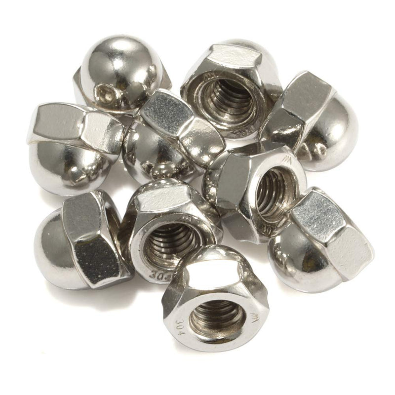 #10-32 Acorn Hex Cap Dome Head Nuts, 304 Stainless Steel 18-8, Bright Finish, Pack of 50 #10-32