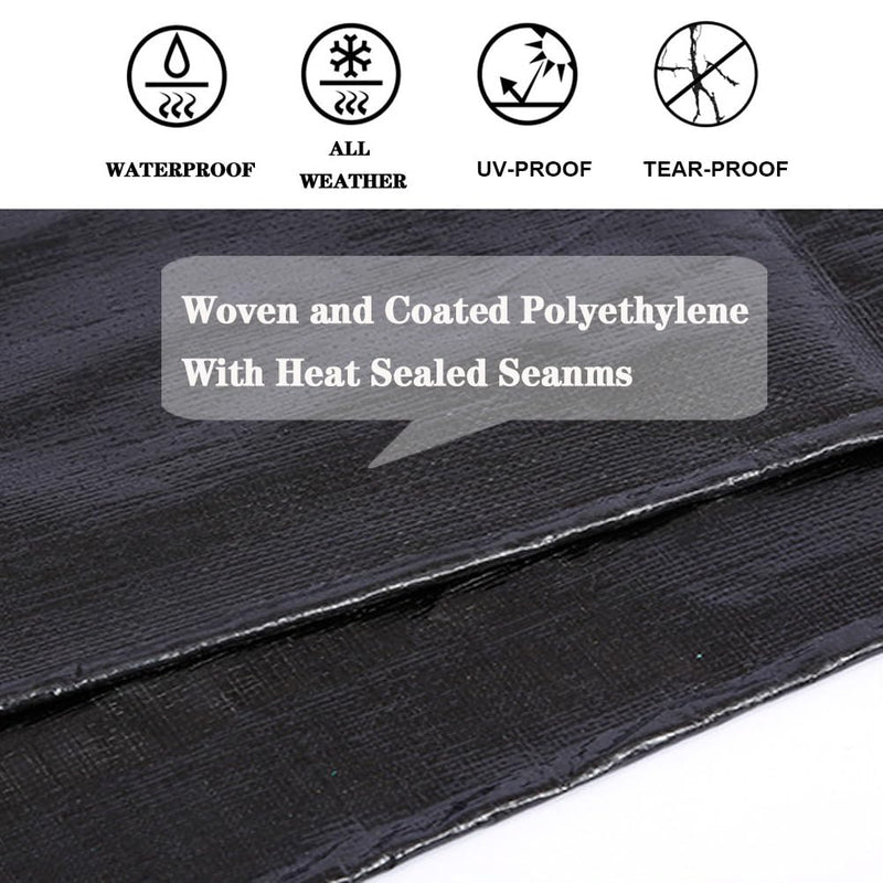 Tarps Heavy Duty Waterproof 6x6ft,TEZONG 12Mil Poly Tarp Multipurpose Tarpaulin Outdoor Cover Black for Emergency Rain,Patio Furniture,Roof,Camping,Car,Pool Black-12 Mil