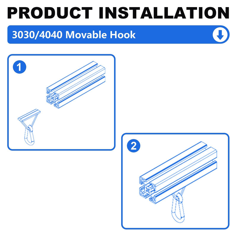 12 Pack 3030/4040 Extrusion Sliding Hook for 30/40 Series T-Slot V-Slot Aluminum Extrusion Hardware Accessories Black 30/40-Sliding Hook