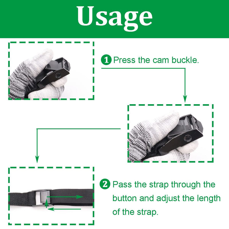 4 PCS 3.93ft Reusable Lashing Straps with Buckles (Antirust Alloy),Adjustable Cam Buckle Tie Down Cinch Strap(1" x 47.2") O-017-1.2