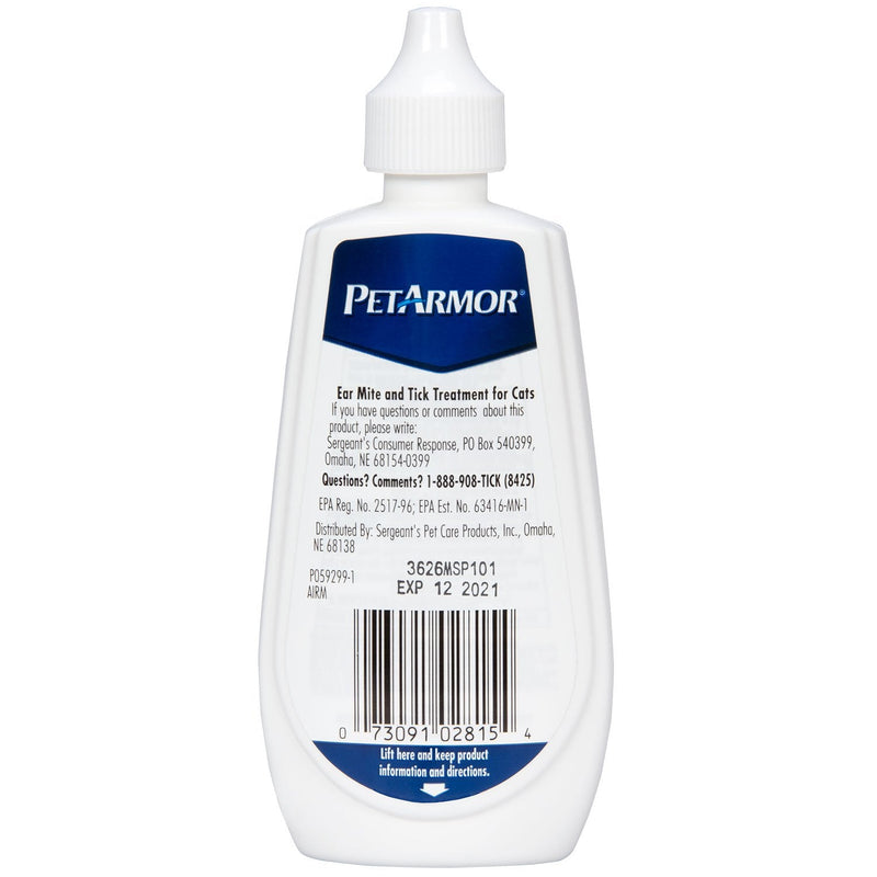 PetArmor Ear Mite and Tick Treatment for Cats, 3 oz - PawsPlanet Australia