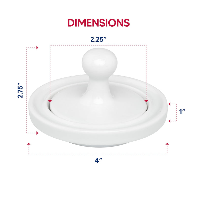 HIC Kitchen Flying Saucer Mortar and Pestle, Fine Porcelain, 4-Inch, Wide Pestle Herb Spice Grinder and Pill Crusher