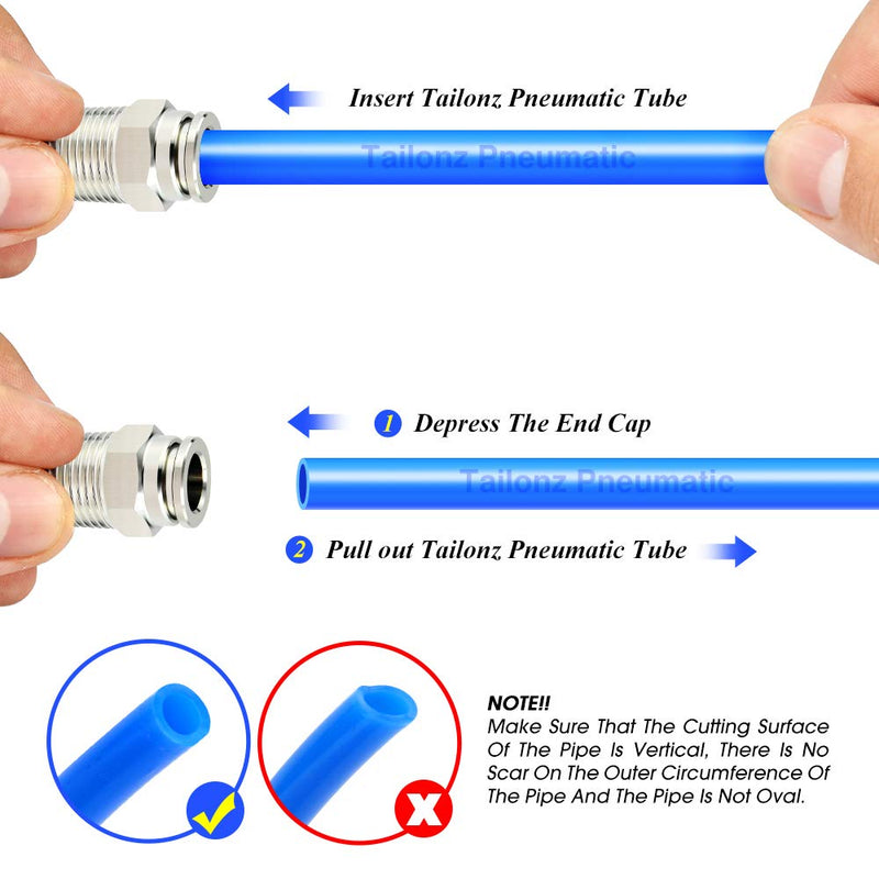 TAILONZ PNEUMATIC 304 Stainless Steel Male Straight 3/8 Inch Tube OD x 1/2 Inch NPT Thread Push to Connect Fittings PC-3/8-N4 (Pack of 2) 3/8''OD 1/2''NPT