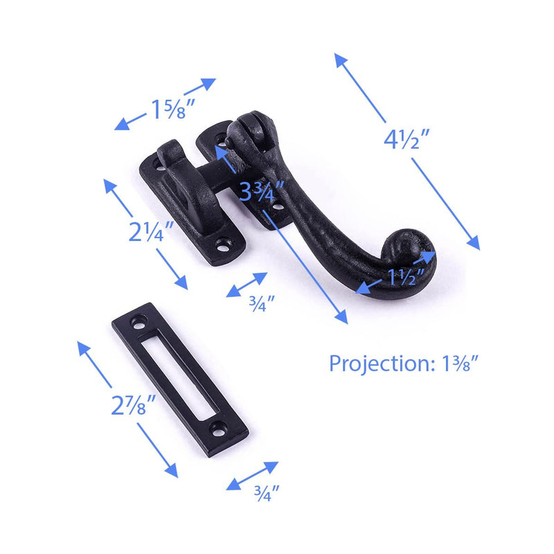 Renovators Supply Manufacturing Window Sash Lock 3.75 in. Wrought Iron Traditional Window Locks with Mounting Hardware (Pack of 4) Pack of 4