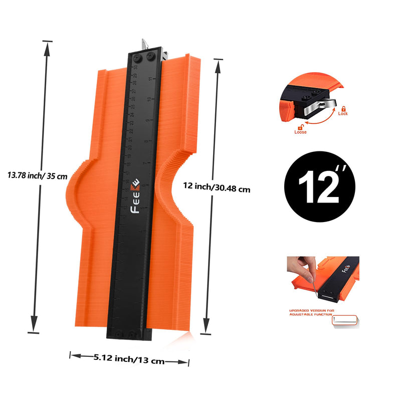 Contour Gauge (12 Inch) with Lock Profile Tool, Fathers Day Gifts Woodworking Tools Carpenter Tools for Men Construction Scribe Tool, Gifts for Men, Dad, Husband, Grandpa 12 inch