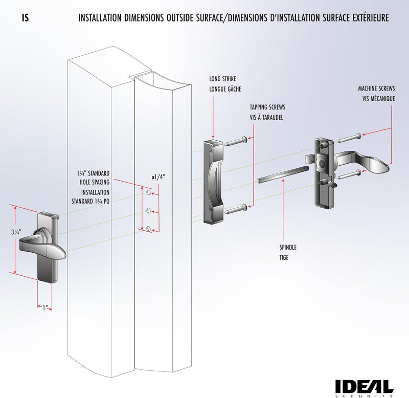 Ideal Security in-Swinging Handle Set for Storm and Screen Doors with Locking Inside Latch, Surface Mount, Swing in Screen Door Handle, White