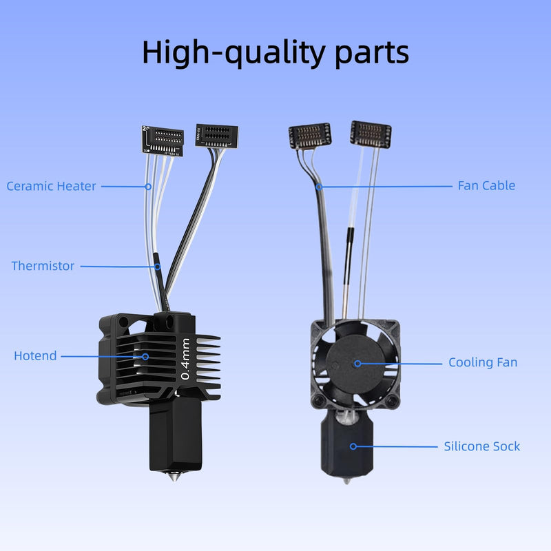 Bambu Lab P1P/P1S Hotend Complete Kit – Full Assembly Hardened Steel Nozzle, Ceramic Heater, 0.4mm Nozzle, Cooling Fan & Heating Block for P1 Series 3D Printer Replacement