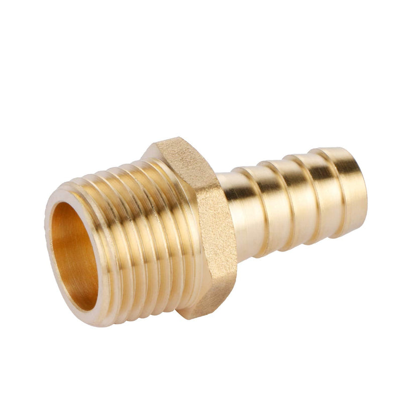 U.S. Solid Brass Hose Fitting, Adapter, 1/2" Barb x 1/2" NPT Male Pipe Fittings 1/2" Barb x 1/2" NPT Male, 1 pcs