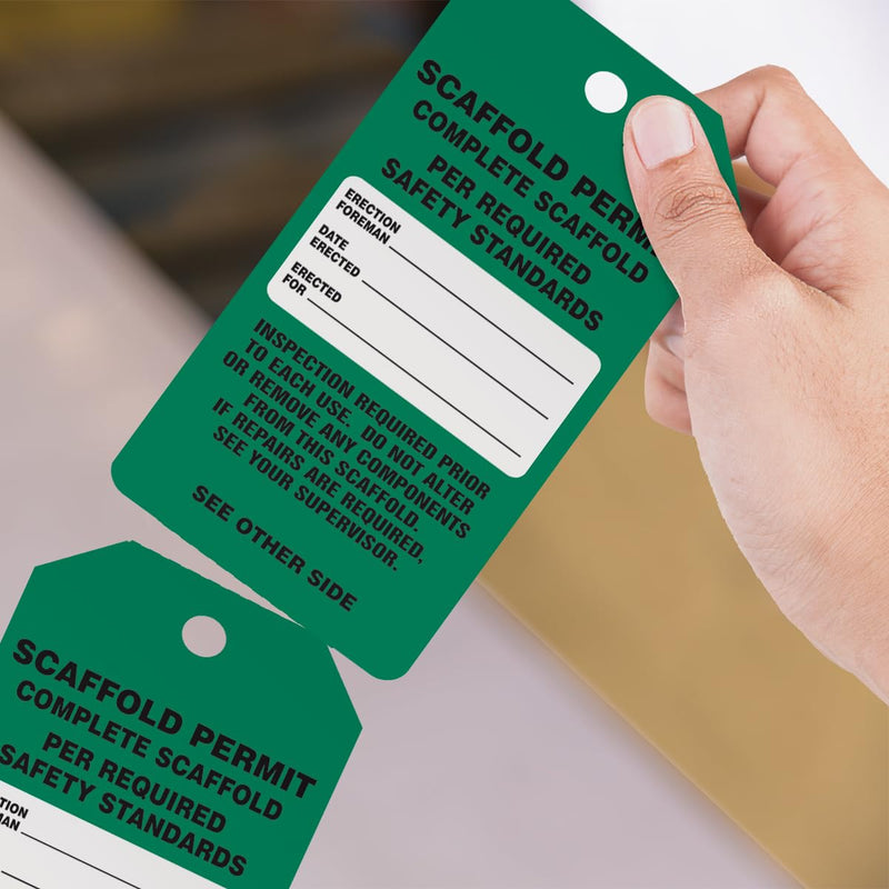 100 Scaffolding Tags by-The-Roll, Scaffold Permit - Complete Scaffold, US Made OSHA Compliant Scaffold Tags, Waterproof PF-Cardstock, Resists Tears, 6.25"x3", TAR713 100 Tags