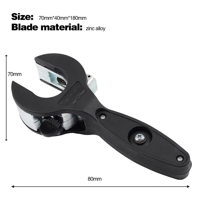 Ratchet pipe cutter 5/16"-1-1/8"| Compact 2-in-1 pipe cutter for narrow Spaces |PVC/Cu/plastic pipe cutter, equipped with ComfortGrip gloves + Pro deburring blade