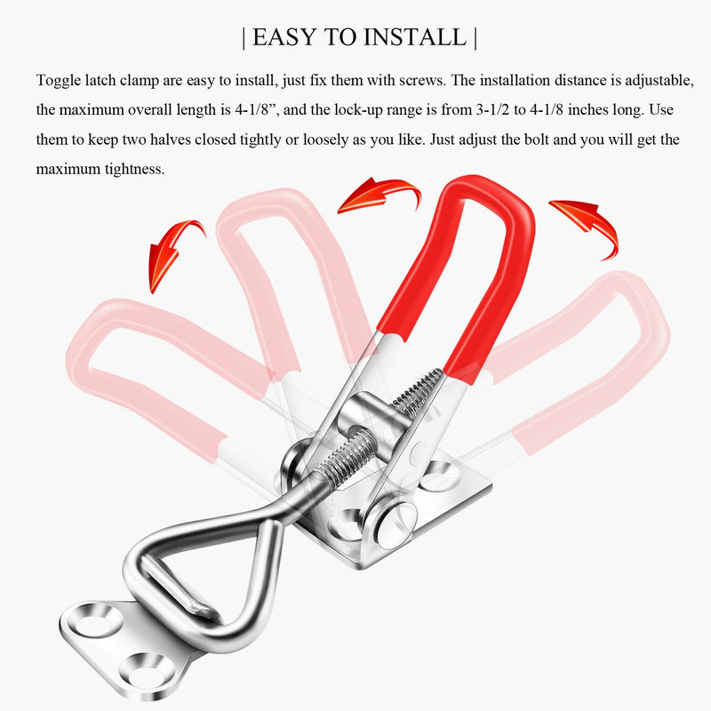 6 Pack Toggle Latch Clamp 4001，Adjustable Pull Latch, 330Lbs Holding Capacity Pull for Lid Jig