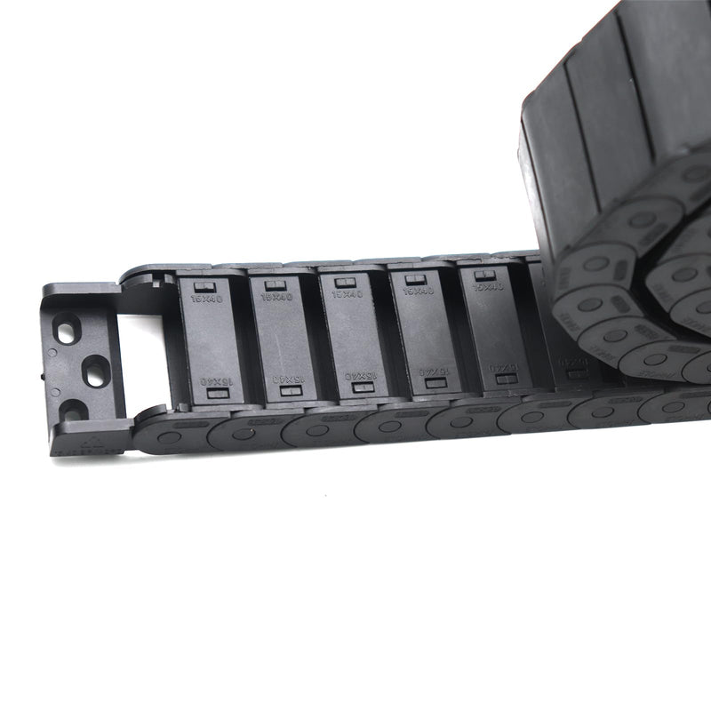 15mm x 40mm Plastic Semi Closed CNC Machine Tool Cable Wire Carrier Drag Chain 1M Black