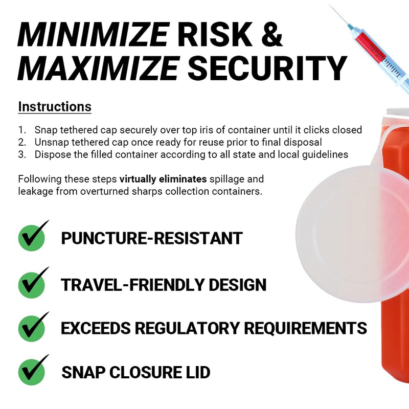 1.5qt (1PK) Mail-in Take Back Sharps Containers with Destruction Services for Safe & Environmentally-Responsible Needle Disposal | Home, Personal, Travel, and Professional Use 1.5qt (1PK)