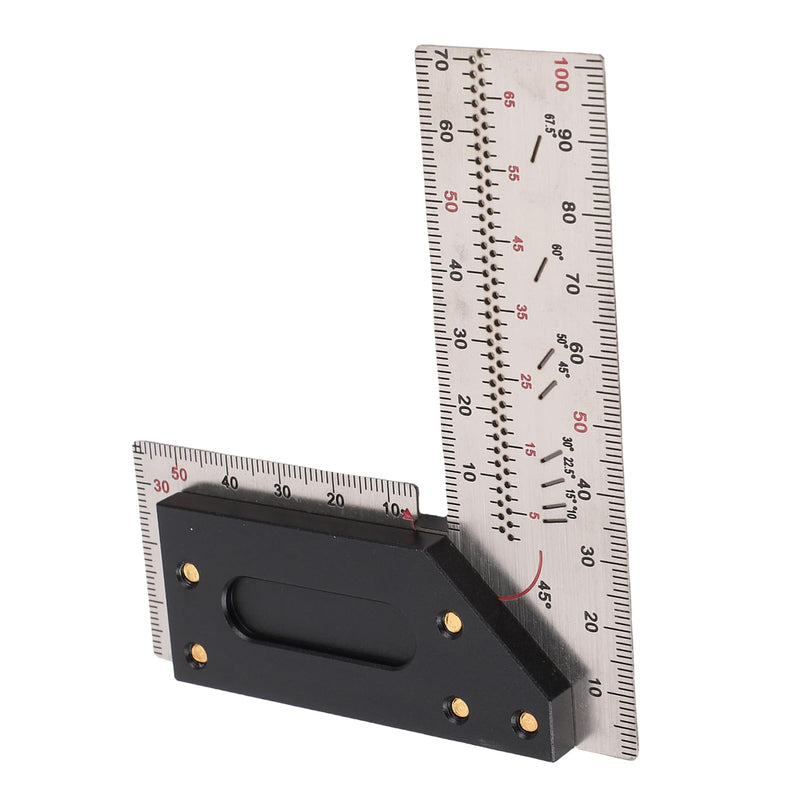 POCREATION Stainless Steel Woodworking Square Ruler,100mm / 3.94in Right Angle Measuring Tool with Marking Holes,Precision Layout Tool for Carpentry, DIY & Woodcraft