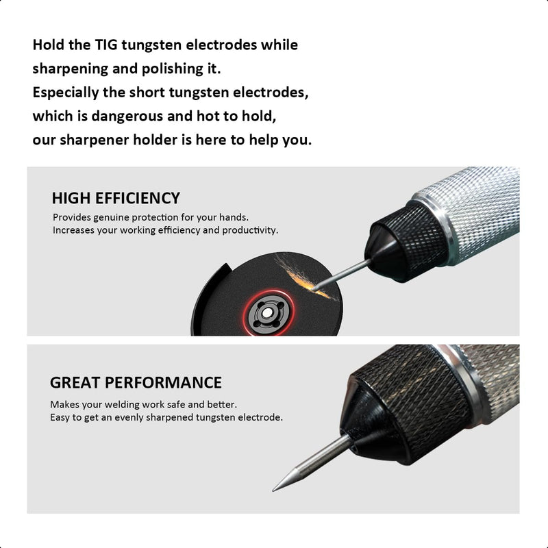 TIG Tungsten Manual Sharpener Holder TIG Collet and Long Back Cup Set TIG Grinding Set