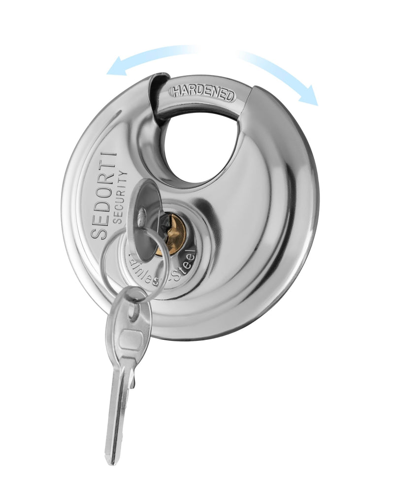 5-Pack Disc Padlocks Keyed Alike, 2-3/4 inch Wide, Stainless Steel 304 Round Lock, Waterproof and Rustproof Storage Lock with Brass Keys, Ideal for Storage Unit Gate, Outdoor, Shed, Fence 5 PACK