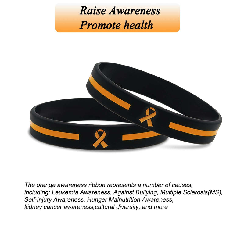 Temogole 60 Pcs Leukemia Awareness Bracelets Bulk Items Accessories Orange Awareness Ribbon Silicone Wristband Against Bullying Awareness Products Unisex Wristbands for Men Women