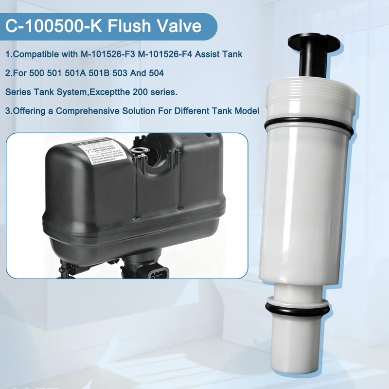 C-100500-K C-100500-Kit Flush Valve Cartridge M-101526-F3 (1 Pack) | Compatible with Flushmate III 503 IV 504 500 501 501A 501B Tank Systems, Replaces C-100500-Kit M-101526-F3 C-100500 Assembly 1 Pcs