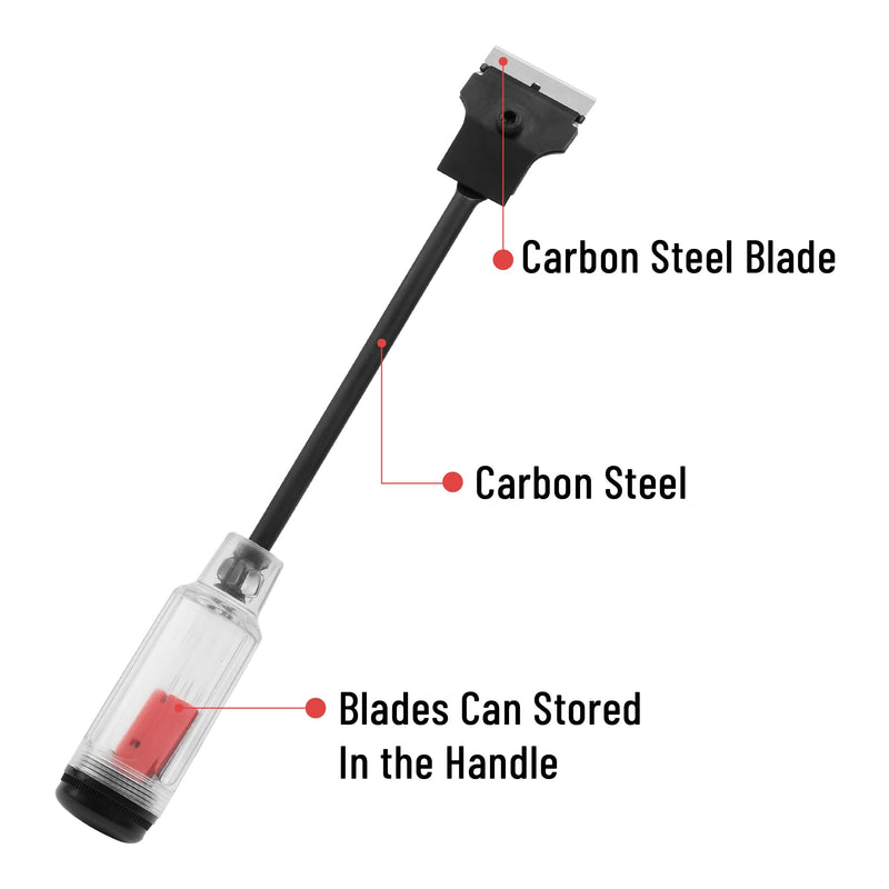 Bates- Long Reach Extension Scraper, 11-Inch, Razor Scraper with Extra 3 Double Edged Plastic & 3 Metal Blades, Long Handle Razor Blade Scraper, Razor Scraper, Window Scraper, Scraper Tool