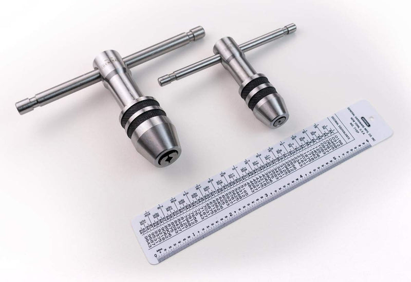 General Tools Professional Standard Tap Wrenches #167 - Threading Tools with Reference Table for 0 to 1/2-Inch Taps - Set of 2 2 Piece Set and Reference Table