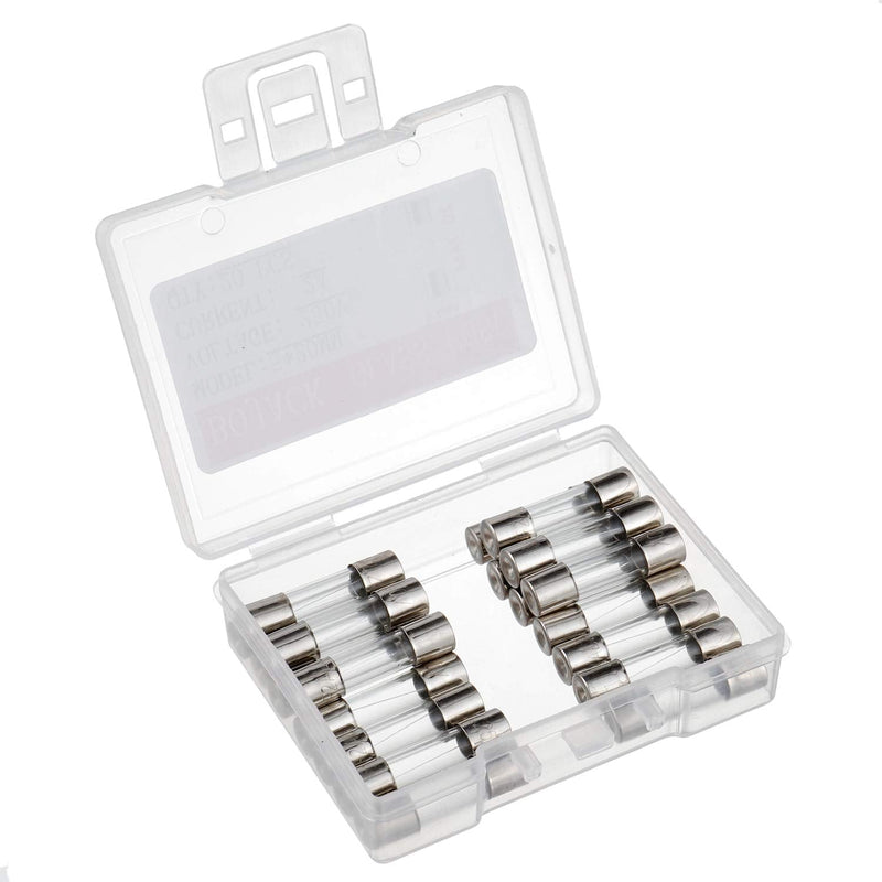 BOJACK 5x20mm 2A 2amp 250V 0.2 x 0.78 Inch F2AL250V Fast-Blow Glass Fuses (Pack of 20)