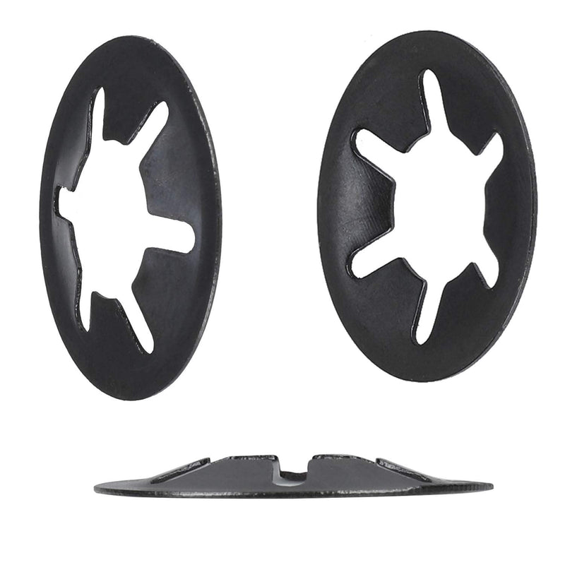 7 Sizes 320PCS Internal Tooth Starlock Washers,Quick Speed Locking Washers, Push On Retainers Clips,Push On Nut Fasteners Assortment Kit for Shaft and Stud,65Mn Spring Steel,Black Oxide Finish
