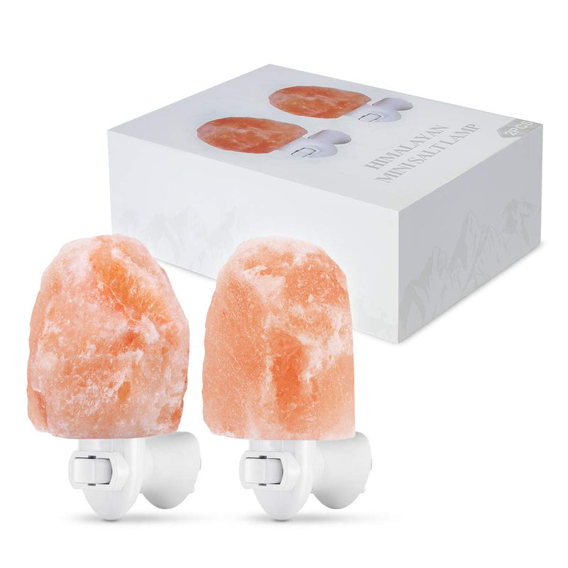 (Upgraded) AMIR Salt Lamp, Natural Himalayan Crystal Salt Light with 4 Bulbs, 11.2oz Mini Hand Carved Night Light, with UL-Certified Wall Plug, Decoration Salt Rock Lamp (2 Pack)