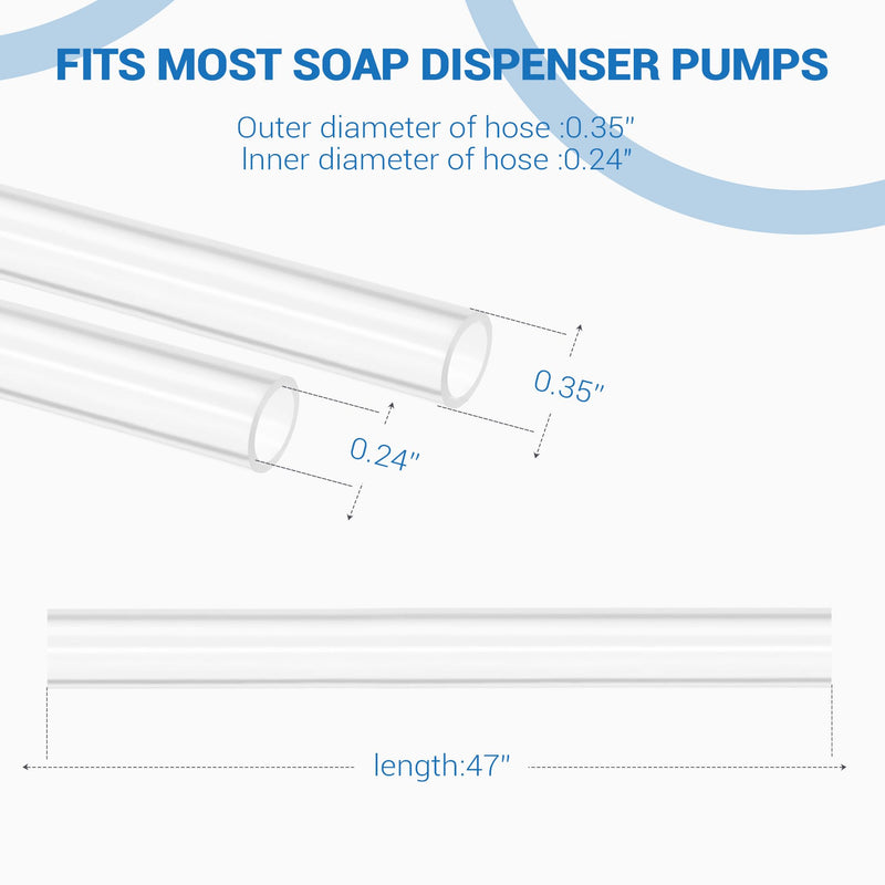 Sink Soap Dispenser Tube Kit, 47” with Upgraded Check Valve, Never Fill The Little Bottle Again (White-1pcs) White 47"