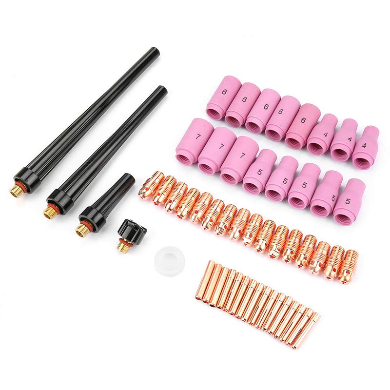 Welding Torch Parts, 20 torch consumable consumables 53 Pcs/Set Welding Torch Body Parts Gas Lens Nozzle Collet Cup Kit Accessories