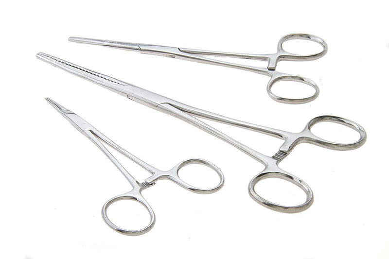 Apical 6-Piece Hemostat Forceps Set - Stainless Steel Straight & Curved Clamps, 6 Piece Multi-Purpose Locking Forceps for Fishing, Crafts, Medical, and Hobby Use (8", 6.25" and 5") - NewNest Australia